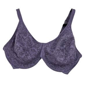 Bali Purple Floral Lace Passion For Comfort‎ Back Smoothing Wired Bra Women 42DD